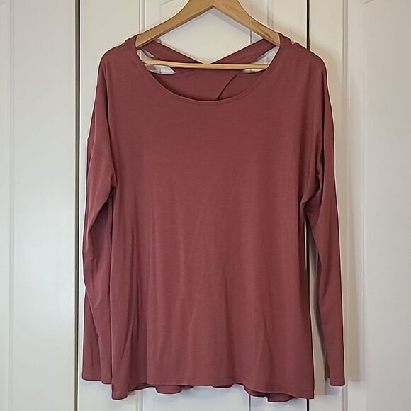 Lululemon Back Into It Long Sleeve cross back Top So Merlot Size XL - Picture 2 of 8